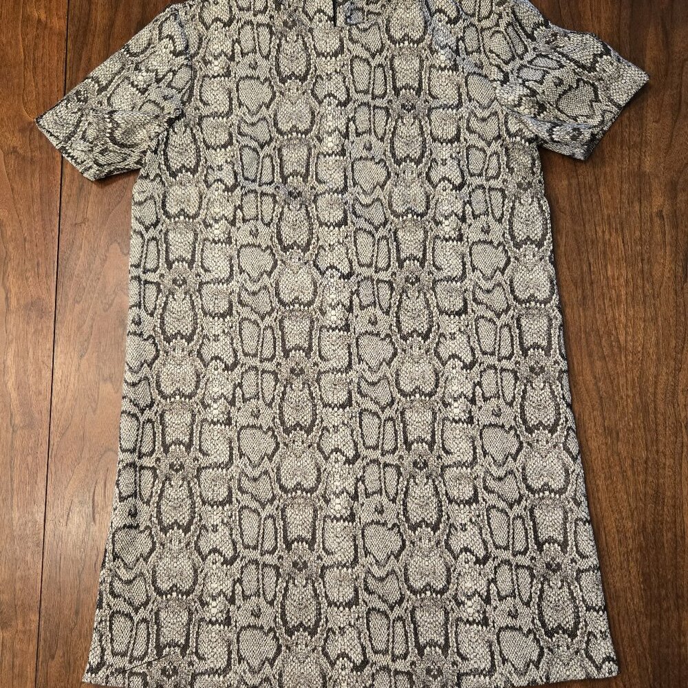 ZARA snakeskin black gray cream mini dress short sleeve S